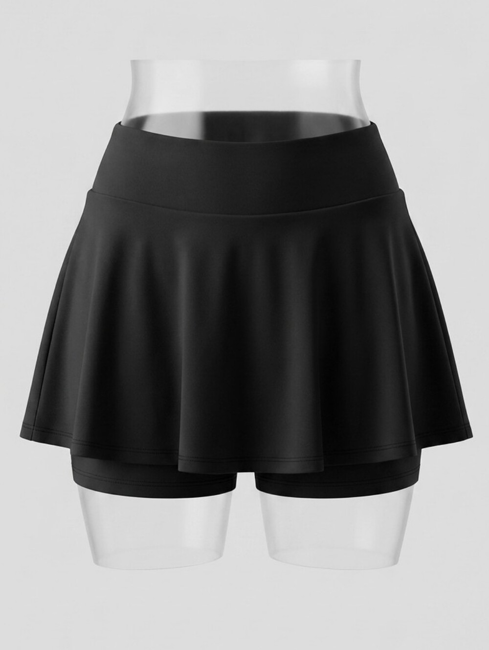 Black Athletic High-Waisted Skort with Inner Shorts S